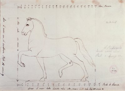 Studie for en hest for et ridemonument (tegning av Antonio Canova