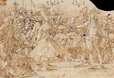 ""Minuet"" - Verk av Antonio Casanovas Torrents (1752-1796) Menuettpenn, brunt indisk blekk på papir ca. 1780 National Art Museum of Catalonia, Barcelona 20,9x30 av Antonio Casanovas i Torrents