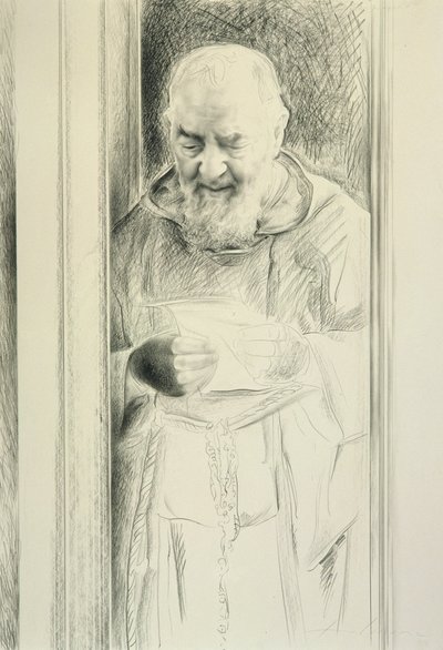 Padre Pio Reading, 1988-89 (kull på papir) av Antonio Ciccone