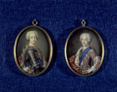 Prins Henry Benedict Stuart (1725-1807) og prins Charles Edward Stuart (1720-88), ca. 1734 (olje på elfenben) av Antonio David