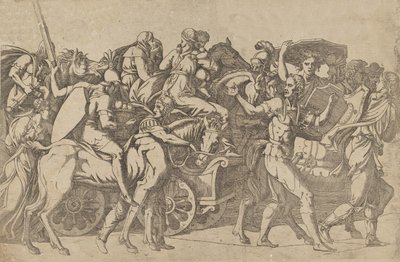 En romersk hær på mars - troppekonvoi, 1540-45. av Antonio Fantuzzi