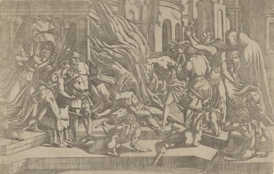 Brenning av et lik, 1540-45. av Antonio Fantuzzi
