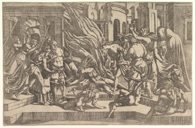 Brenning av et lik, ca. 1543. av Antonio Fantuzzi