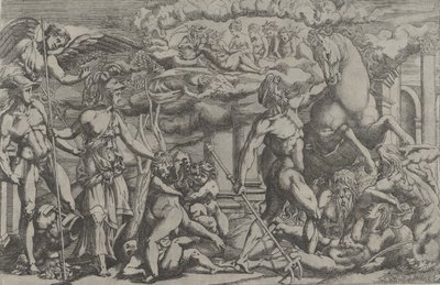 Konkurranse mellom Neptun og Athena, 1540-45. av Antonio Fantuzzi