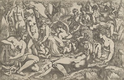 Muser ved foten av Mount Parnassus, 1540-45. av Antonio Fantuzzi
