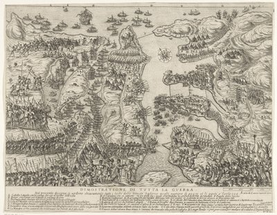Oversikt over hele slaget på Malta Dimostrazione di tutta la guerra (tittel på objekt) The Siege of Malta (serietittel) av Antonio Francesco Lucini