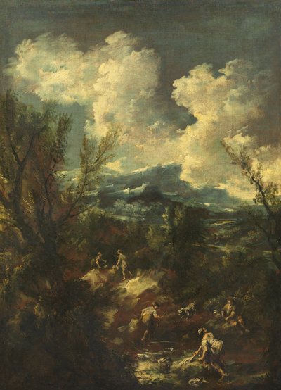 Landskap med vaskekoner, 1711-35 av Antonio Francesco Peruzzini