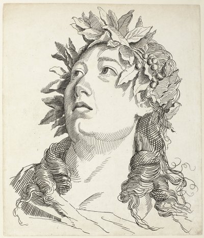 Kvinnehode med laurbærkrans Fire hoder (serietittel) av Antonio Giuseppe Barbazza