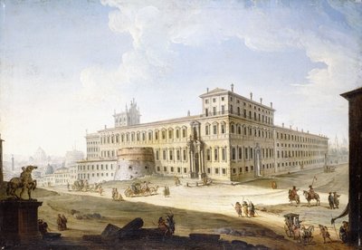 Piazza del Quirinale, med Castel Sant "Angelo og Saint Peter" bak, av Antonio Joli