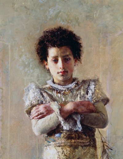 Akrobat, detalj, av Antonio Mancini (1852-1930), olje på lerret, 250,5x111,5 cm av Antonio Mancini