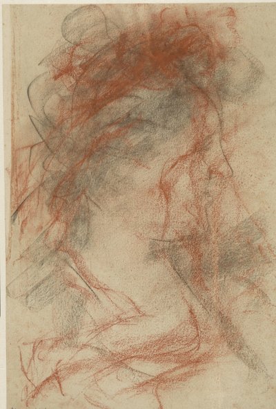 Profilhode til høyre for en dame av Antonio Mancini