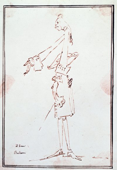 Portrett av Filippo Balatri (1676-1756) italiensk kastrat (castrato) Karikatur av Anton Maria Zanetti (1679Ð1767). Privat samling fra 1700-tallet av Antonio Maria Zanetti
