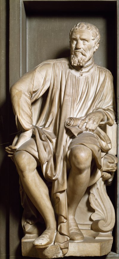 Portrett av billedhuggeren, maleren og arkitekten Michelangelo Buonarroti dit Michelangelo av Antonio Novelli