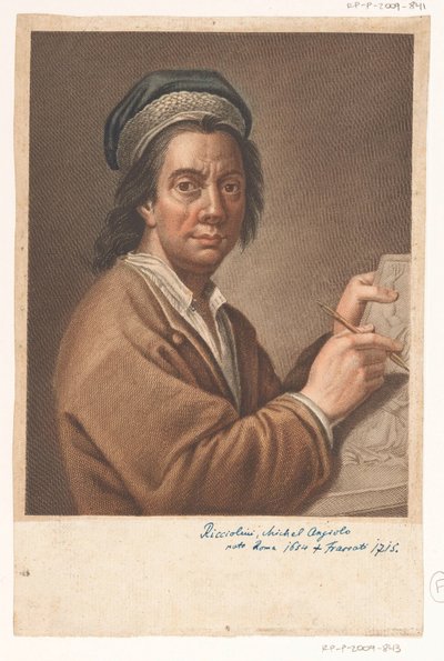 Portrett av kunstneren Michelangelo Ricciolini av Antonio Pazzi