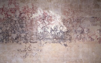 Battle Tournament, fragment av veggmaleri fra Sala del Pisanello (tidligere Sala dei Principi) (sinopia) av Antonio Pisanello