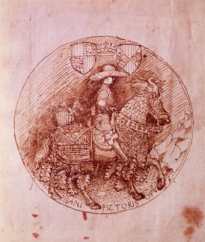 Design av Alfonso av Aragons medalje, av Antonio Pisanello (1395-1455) av Antonio Pisanello
