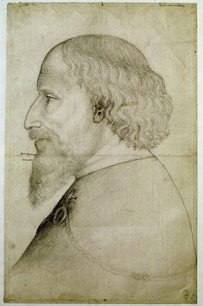 Keiser Sigismond av Luxembourg (1368-1437), sett i byste, i profil til venstre. Tegning av Antonio di Puccio Pisano dit Pisanello (før 1395-1455). Svart stein. Mål: 41,1x55,9 cm. av Antonio Pisanello