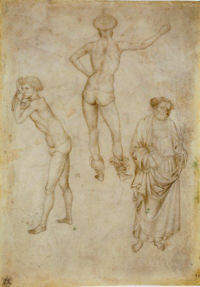 ""Figures masculines et saint Pierre"" (To mannsfigurstudier og Saint Peter) Etude Dessin d