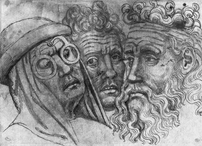 Hoder til tre menn, fra The Vallardi Album av Antonio Pisanello