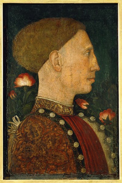 Lionello d#39;Este, hertug av Ferrara (tempera på tre) av Antonio Pisanello