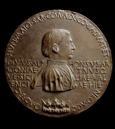 Medalje til Alfonso V av Aragon (Alfonso Magnanimus eller den store). På italiensk Alfonso den storslåtte eller Alfonso V av Aragon av Antonio Pisanello