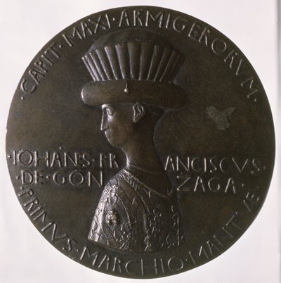 Portrettmedalje som viser Gianfrancesco Gonzaga (13945-1444) 1446-8 (bronse) (for bakside se 96844) av Antonio Pisanello