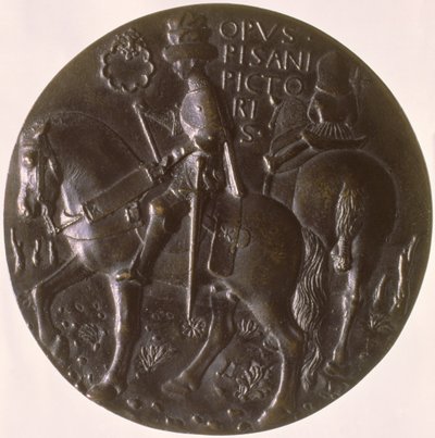 Portrettmedalje, bakside som viser Gianfrancesco Gonzaga 13945-1444 på en hest, 1446-8 bronse for forside se 96843 av Antonio Pisanello