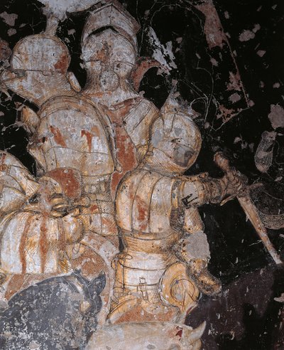 Tournament-Battle of Louvezerp av Antonio Pisano kjent som Pisanello (pre-1395-ca 1455), fresco, detalj, Palazzo Ducale, Mantua av Antonio Pisanello