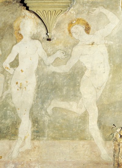 Nakendans av Antonio del Pollaiuolo eller Antonio Benci (cirka 1431-1498), freskomaleri, detaljer, Villa La Gallina, Arcetri, Firenze av Antonio Pollaiuolo
