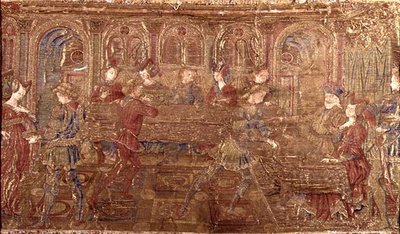 The Conviction of Herodes, billedvev som skildrer scener fra helgenens liv (tekstil) av Antonio Pollaiuolo