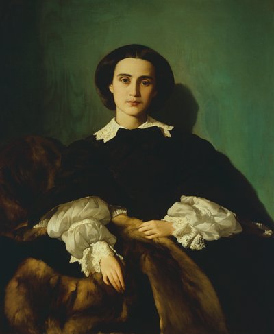Portrett av adelskvinnen Morrocchi av Antonio Puccinelli (1822-1897), ca 1858, olje på lerret av Antonio Puccinelli
