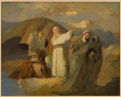 Bibelsk scene (olje på lerret) av Antonio Simonazzi