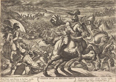 Abraham får fiendene til å flykte som holder nevøen hans av Antonio Tempesta