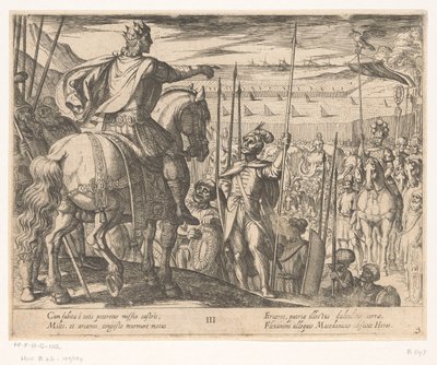 Alexander den store instruerer de makedonske soldatene The Deeds of Alexander the Great (serietittel) Alexandri magni praecipvae res gestae (serietittel) av Antonio Tempesta
