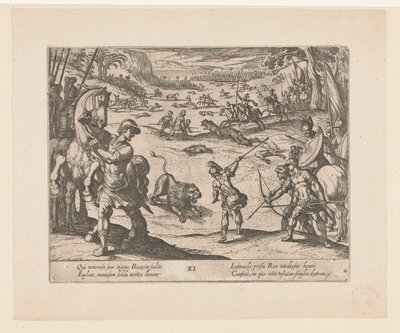 Alexander den store jakter ville dyr ved Bazaira The Deeds of Alexander the Great (serietittel) Alexandri magni praecipvae res gestae (serietittel) av Antonio Tempesta