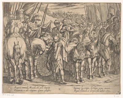 Alexander den store finner liket av Darius The Deeds of Alexander the Great (serietittel) Alexandri magni praecipvae res gestae (serietittel) av Antonio Tempesta