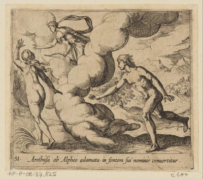 Arethusa blir etterfølget av Alpheus Arethusa, forelsket i Alpheus, blir omgjort til kilden til navnet hennes (tittel på objekt) Metamorfoseon eller transformasjoner (serietittel) Metamorfosen van Ovidius (serietittel) av Antonio Tempesta