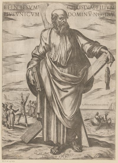Av St. Andrew Og i Jesus Kristus, hans eneste sønn, vår Herre (tittel på objekt) Kristus, Maria og apostelen (serietittel) av Antonio Tempesta