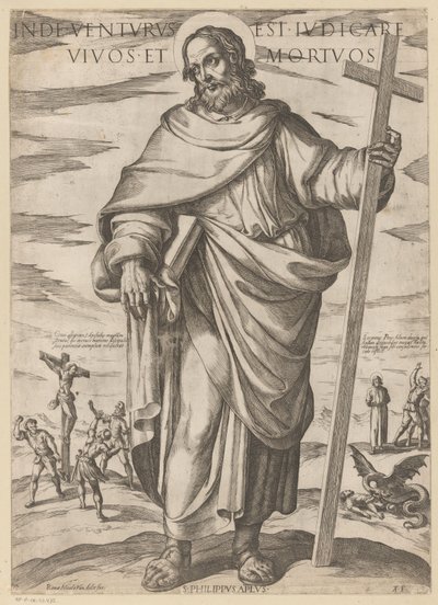 De heilige Filippus Han vil komme for å dømme levende og døde (tittel på objekt) Kristus, Mary en de apostelen (serietittel) av Antonio Tempesta