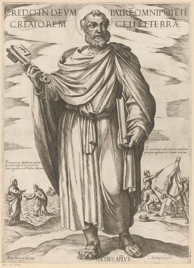 Av Sankt Peter Jeg tror på gud, far, den allmektige skaperen av himmel og jord (tittel på objekt) Kristus, Maria og apostelen (serietittel) av Antonio Tempesta