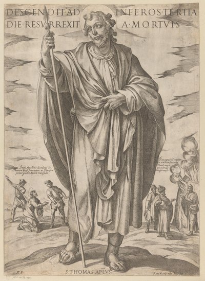 Av St. Thomas Ned til helvete på den tredje dagen sto opp fra de døde (tittel på objekt) Kristus, Maria og apostelen (serietittel) av Antonio Tempesta