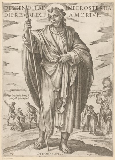 Av St. Thomas Ned til helvete, sto opp fra de døde på den tredje dagen (tittel på objekt) Kristus, Maria og apostelen (serietittel) av Antonio Tempesta
