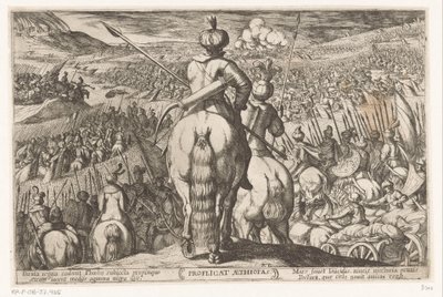 Etiopiernes nederlag Profligat Aethiopas (tittel på objekt) Det gamle testamente kampscener (serietittel) av Antonio Tempesta