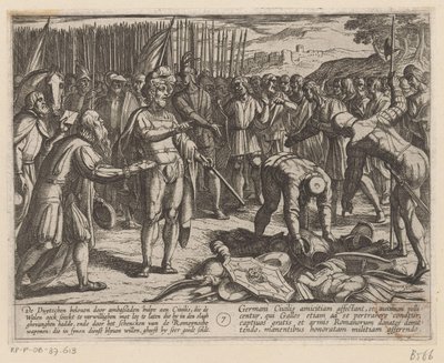 Tyske utsendinger besøker Julius Civilis De bataviske krigene mot romerne (serietittel) Batavorum cum Romanis Bellum (serietittel) av Antonio Tempesta
