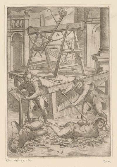 Tortur med kokende olje Tortur påført av kristne martyrer (serietittel) Varia tormentorum et supplicioru crudelium (...) (serietittel) av Antonio Tempesta