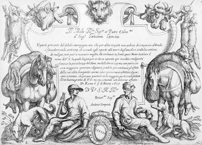 Frontispice til en serie jaktscener, 1609 av Antonio Tempesta
