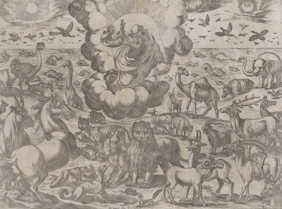 Gud skaper dyrene, ca. 1590-1630. av Antonio Tempesta