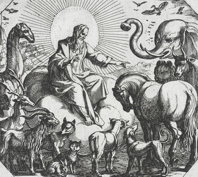 Gud skaper landdyrene av Antonio Tempesta