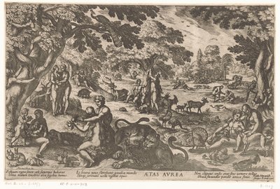 gullalderen Aetas aurea (tittel på objekt) Four Ages of the World (serietittel) av Antonio Tempesta