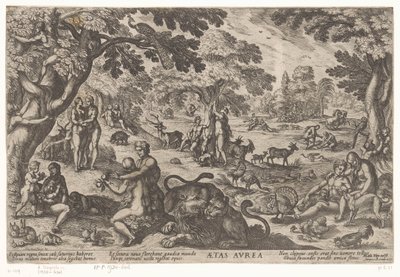 gullalderen Aetas aurea (tittel på objekt) Four Ages of the World (serietittel) av Antonio Tempesta